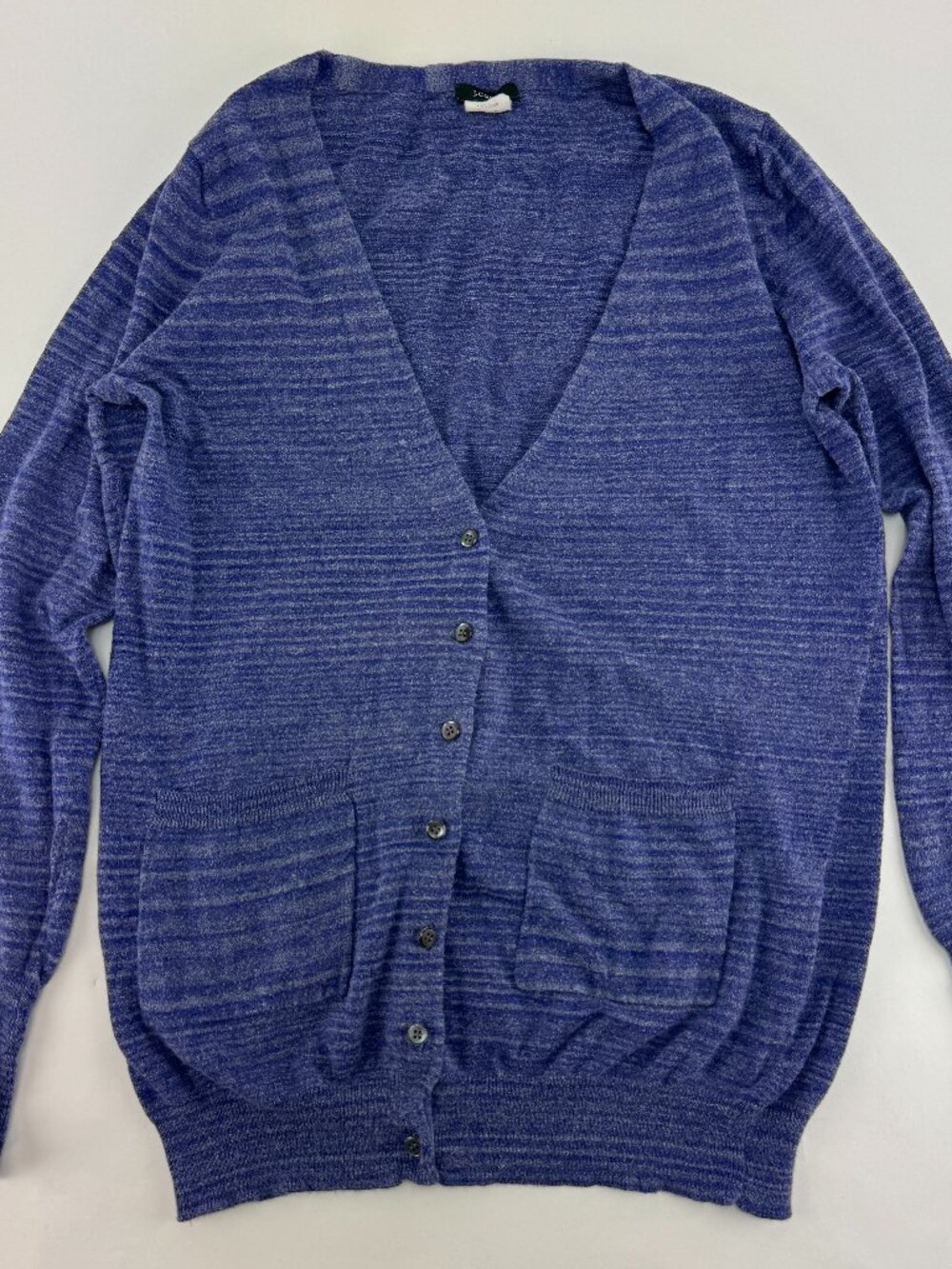 J. Crew 100% Cotton V-Neck Slub Knit Cardigan Sweater Purple Pockets Size XS